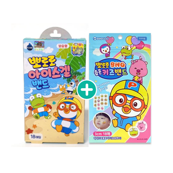 뽀로로 아이스겔밴드 보습형 18매입 + 뽀로로 BNG 습윤 키즈밴드 18매입, 1개, 18개입 6,900원