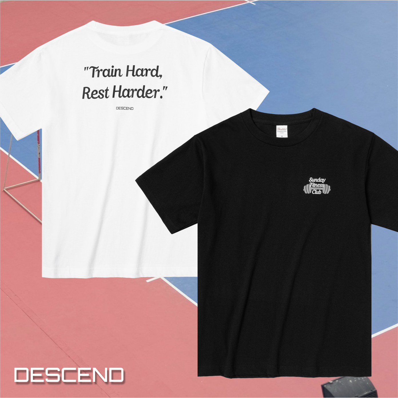 [1+1] 디센드 2종세트 오버핏 반팔 면 티셔츠 17수 선데이피트니스 32,600원