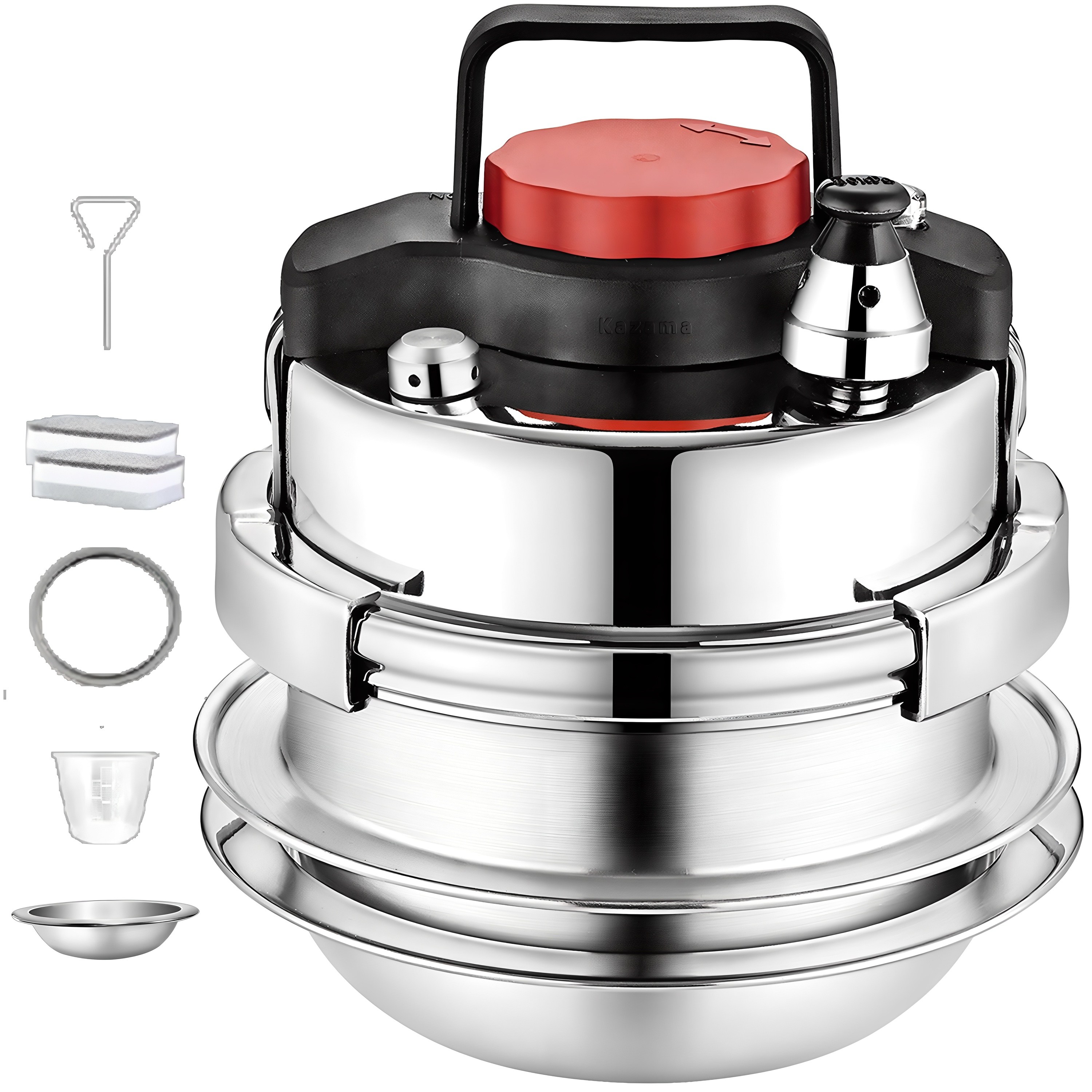 Kazama 미니 압력밥솥 스텐압력밥솥 5분누룽지가마솥 압력밥솥 추천 1-2 인용 압력밥솥 1.4L 가정용 캠핑, 1.4L, 혼합색상 75,900원