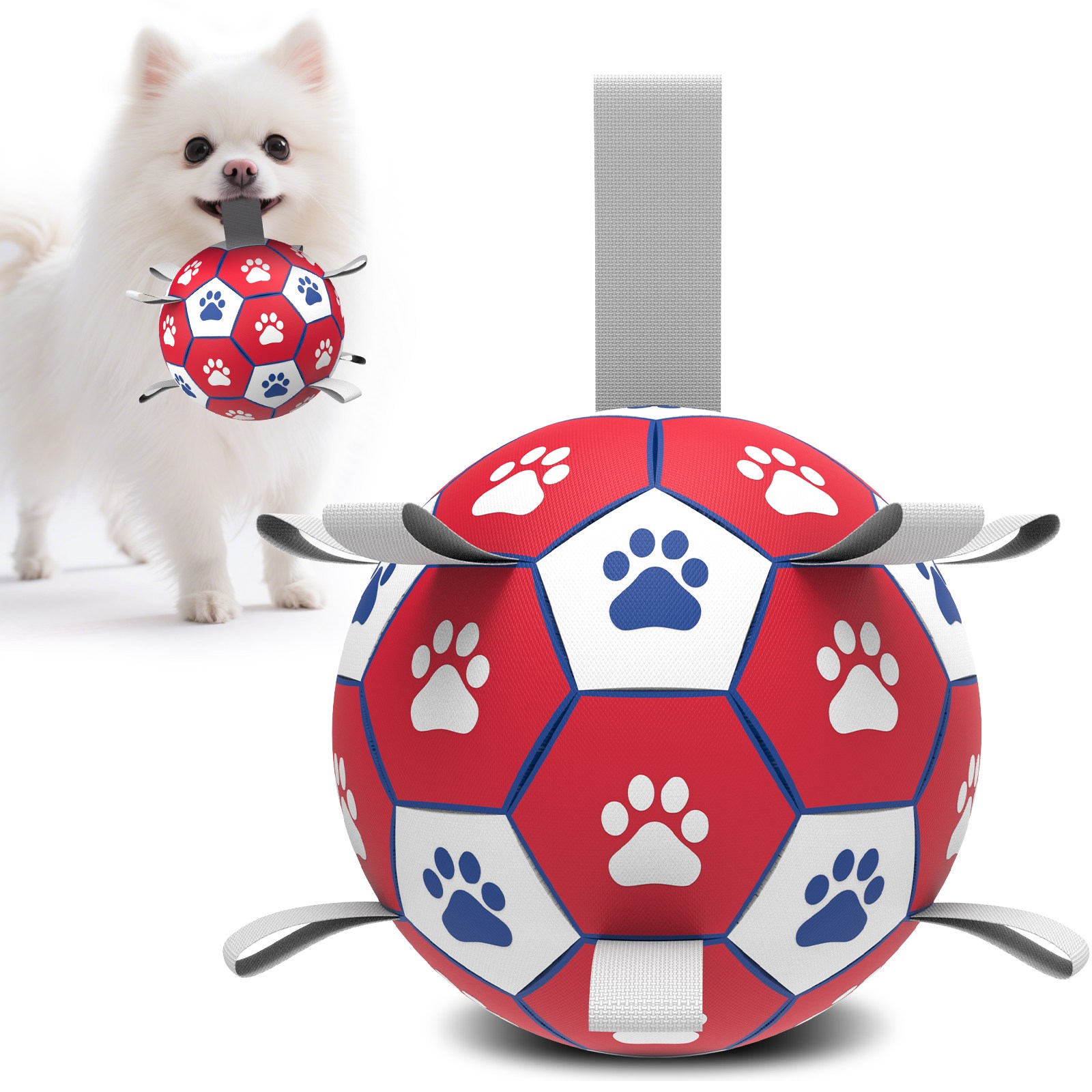 Qdan 강아지장난감, 강아지공, 개 축구공 끈 달린, 펌프 포함,, 1개, 빨간색 36,990원