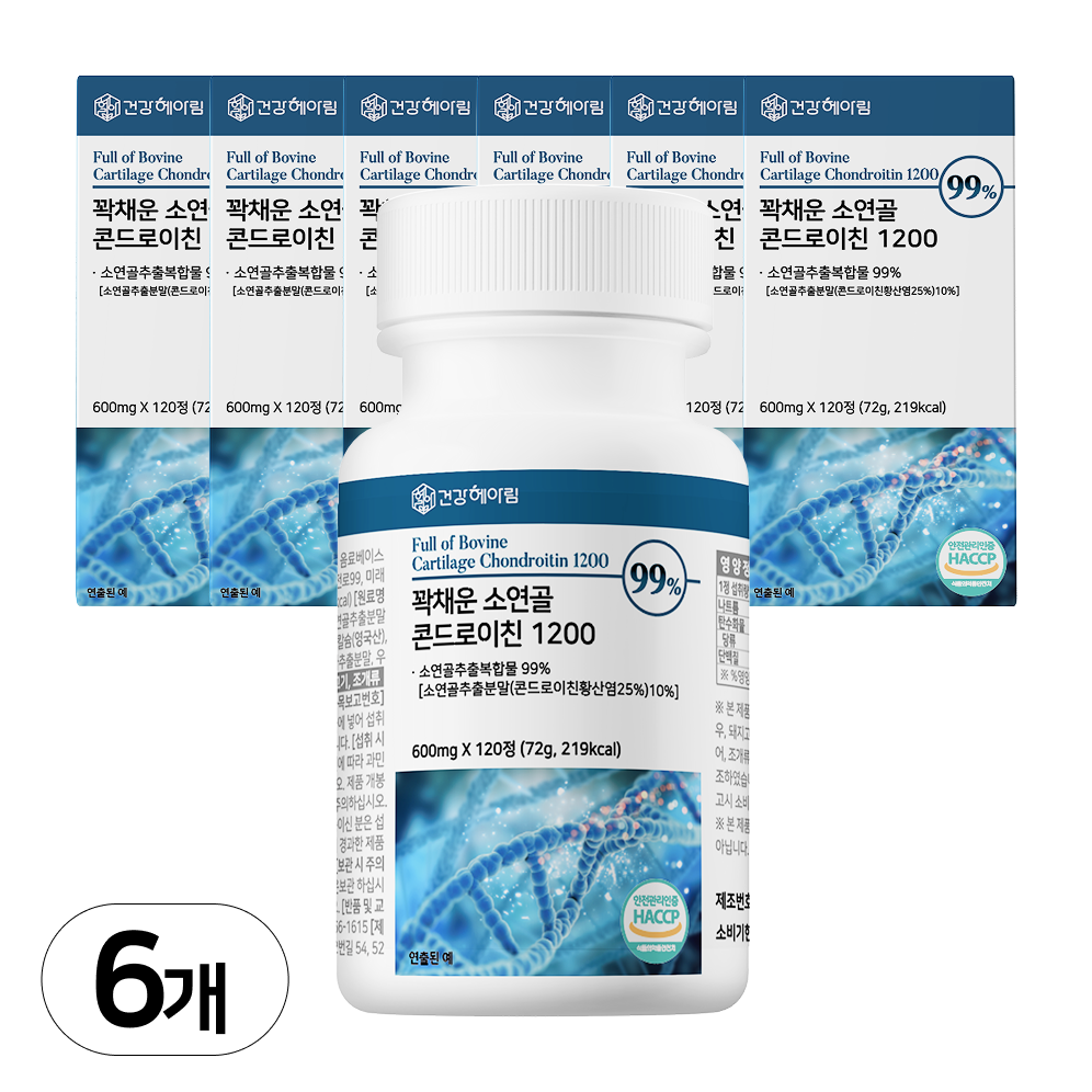 소연골 콘드로이친 1200 식약청 인증 haccp 건강헤아림 [대용량] [2달분], 6개, 120정 57,900원