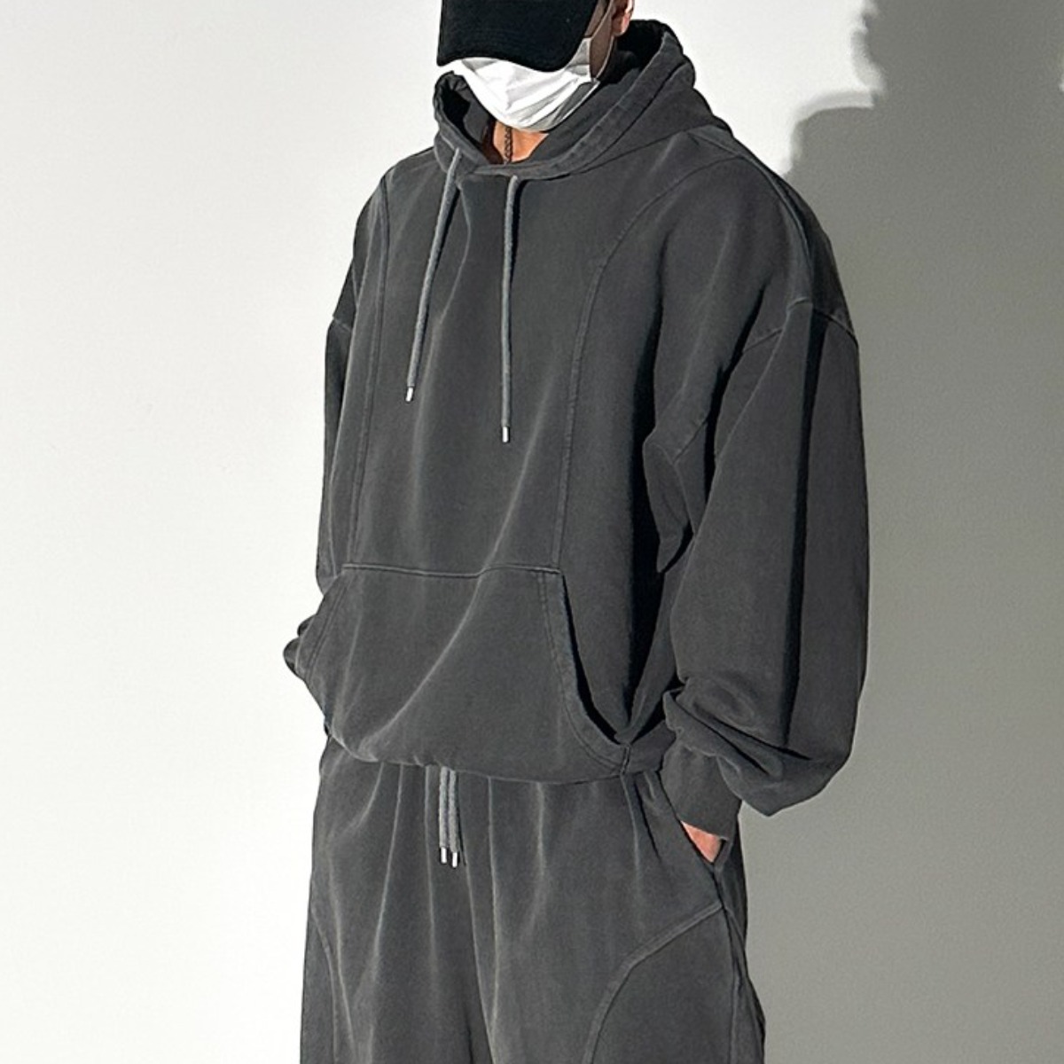 피그먼트 커브 절개 후드티 빅사이즈 빈티지 후드 오버핏 짐웨어 도프룸 남자오버핏 49,500원