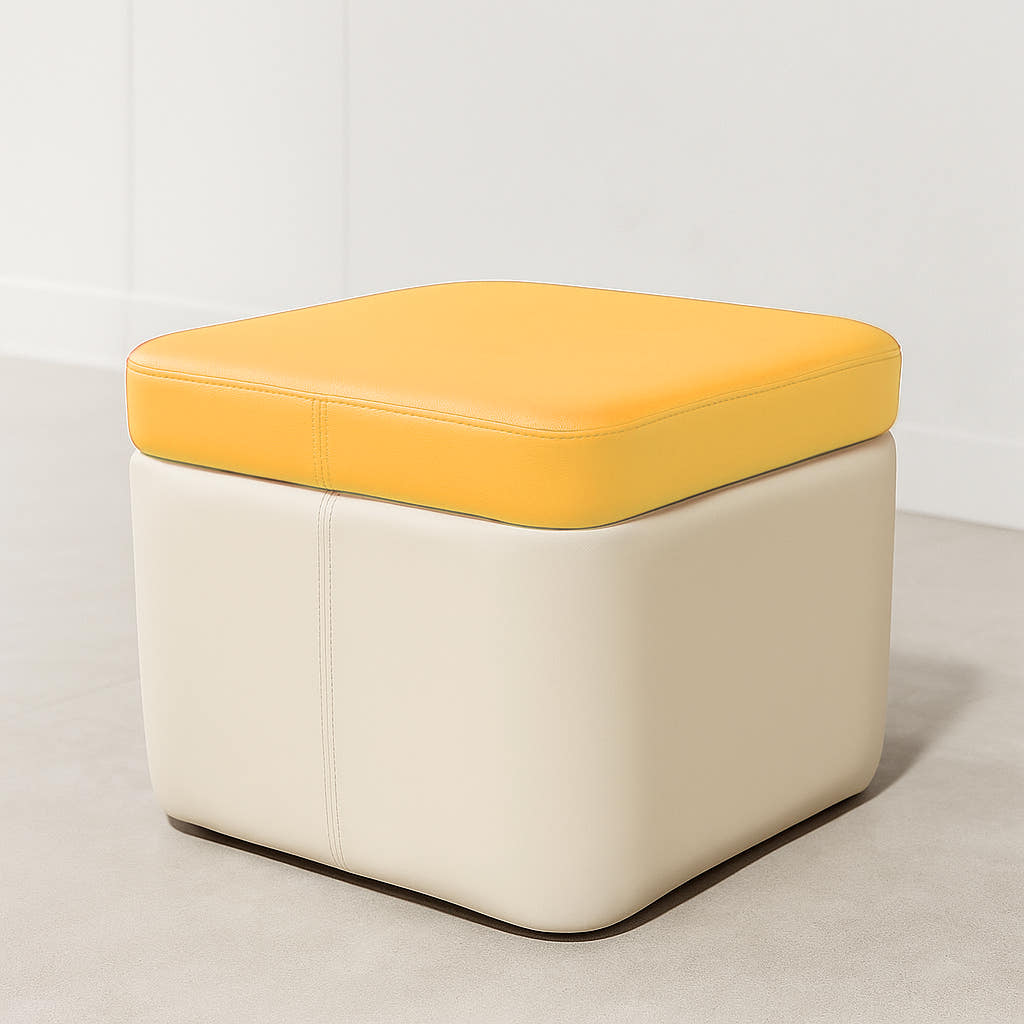 i85 대성쇼파 국산 사각 스툴 인조가죽 화장대의자 신발장 매장 가게 업소용 대기실 로비 배색스툴 스툴의자 보조의자 500mm, 1개, 라이트그레이+라이트그레이 127,420원