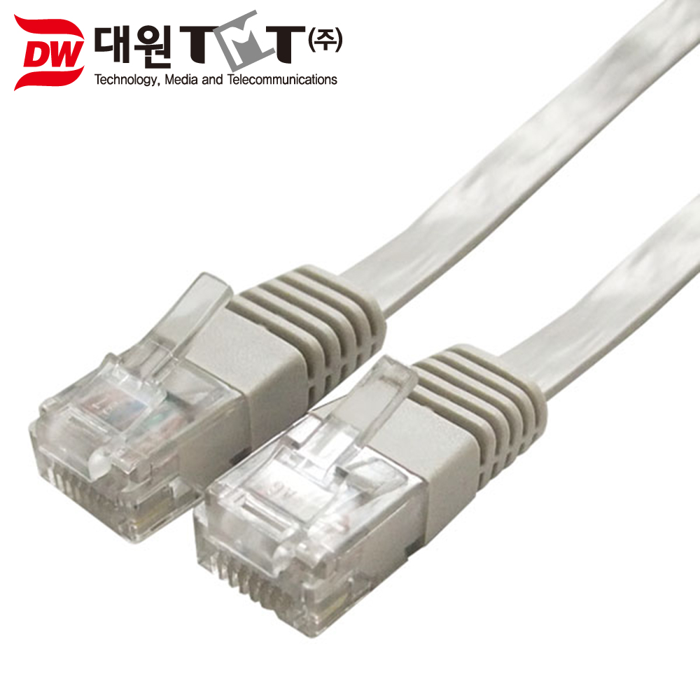 대원TMT CAT.6 UTP 기가비트 평면 랜케이블 1M-10M 길이선택 2색상 DW-UTPF6 플랫(Flat)타입 연선 8P8C RJ45 좁은 틈새나 바닦에 깔끔하게 배선가능, 그레이 4,500원