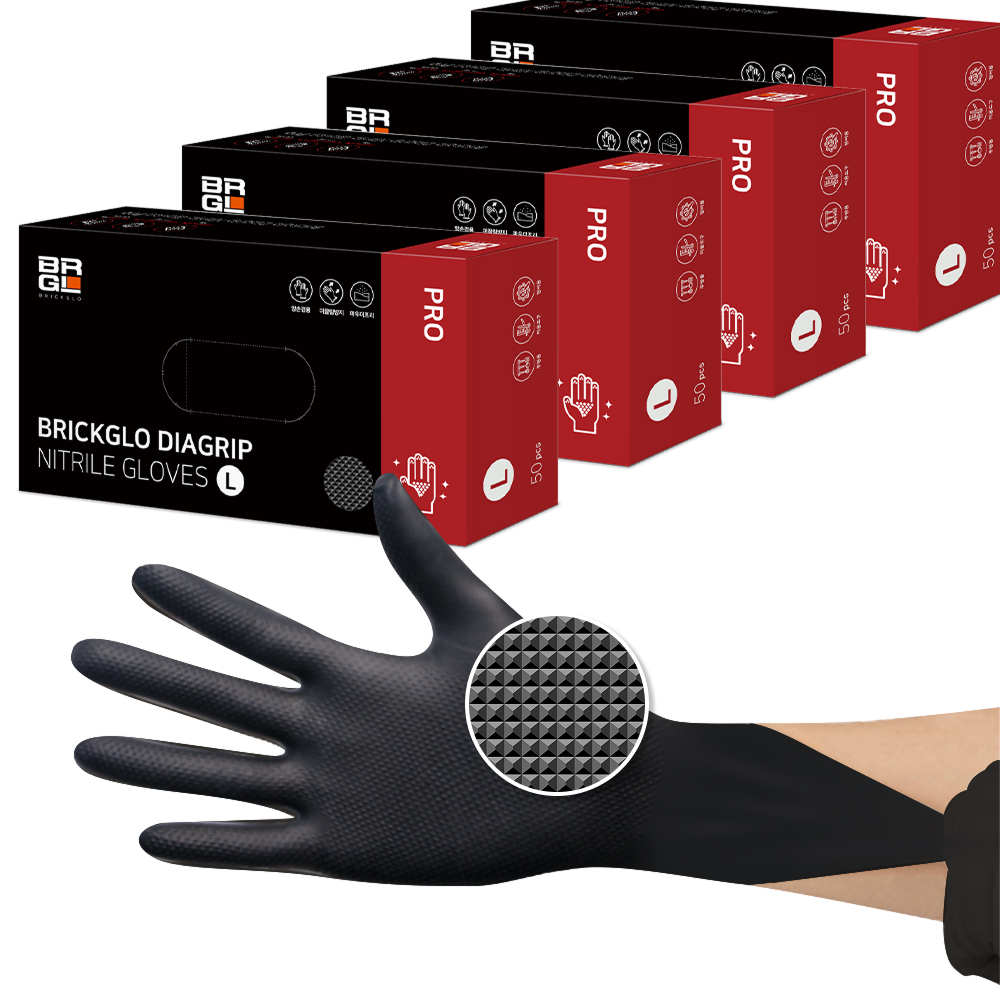 브릭글로 다이아그립 프로 니트릴 장갑 50p, 블랙, L, 4개 37,800원