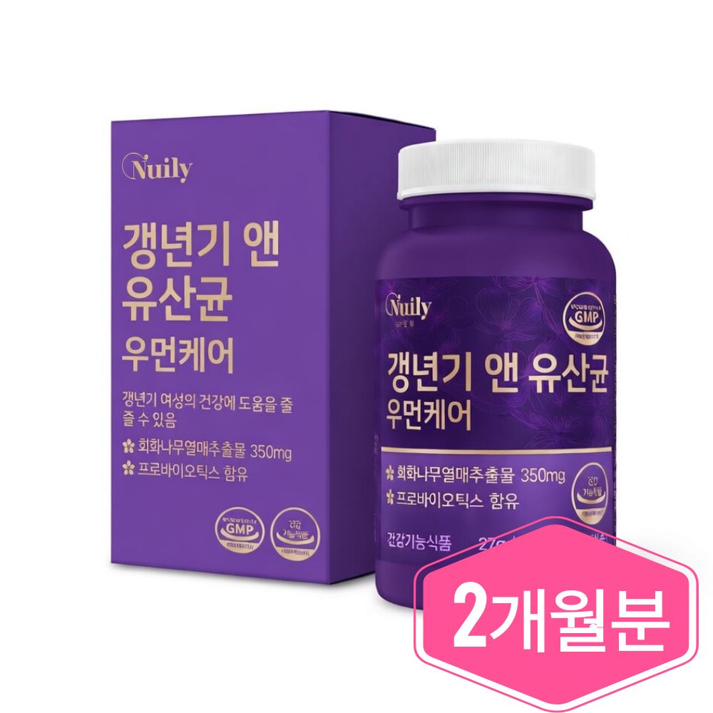 여성 갱년기 유산균 케어 회화나무 추출물 식약청 해썹 인정 인증 정, 60회분, 1박스, 현재가 27,900원