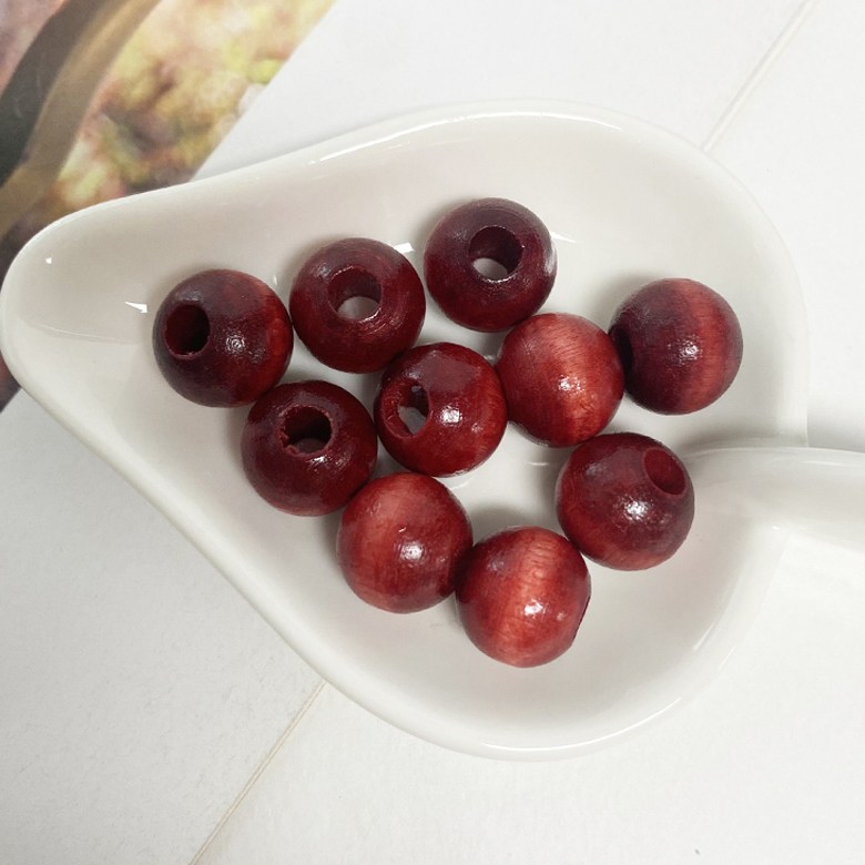 헤세드 NEW) 국산제작 13mm 나무구슬 마크라메 컬러 우드볼 목구슬 팔찌 재료(10개), 10개, 레드 1,200원