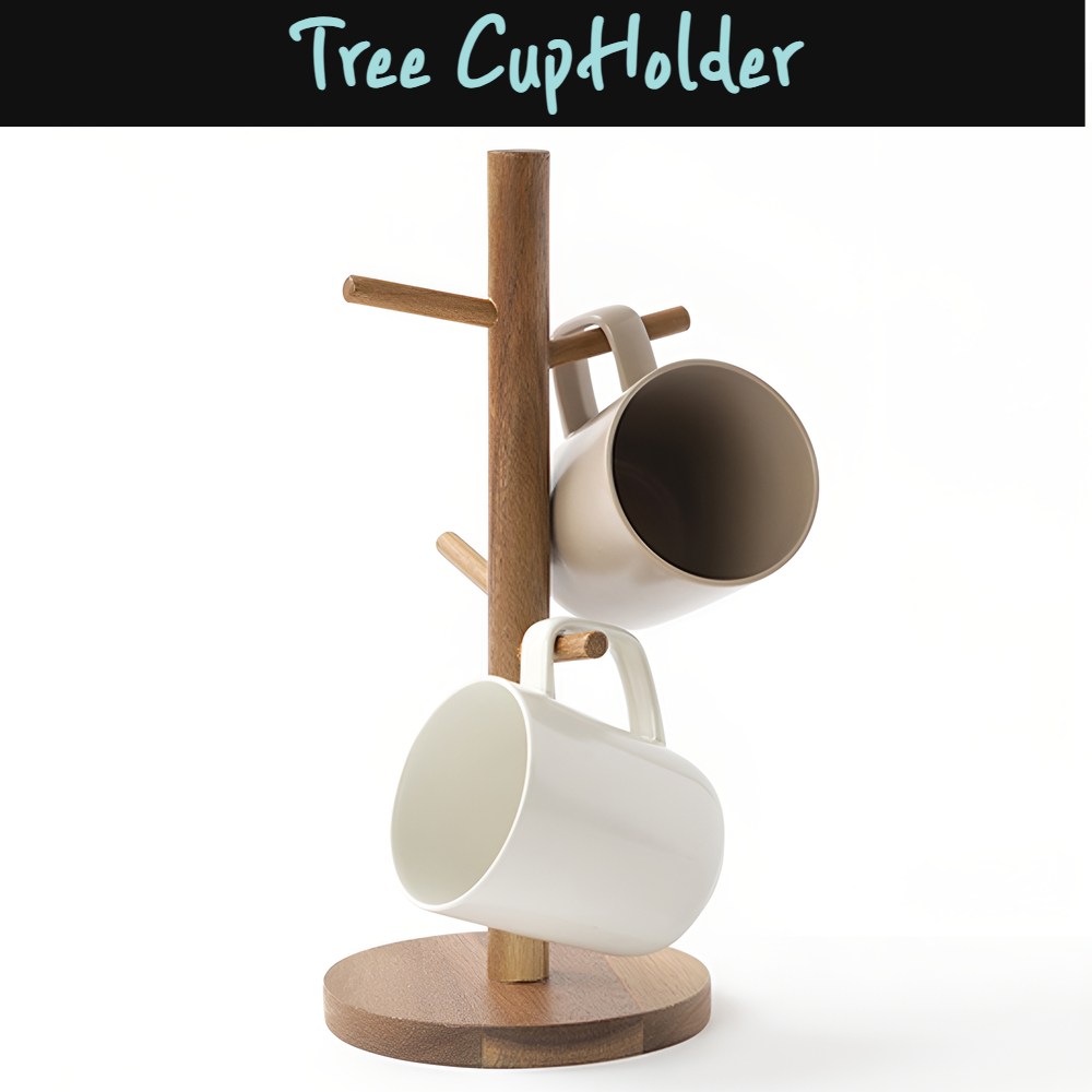 로아딕 깔끔정리 우드트리 컵홀더 주방 레스토랑 탕비실, 1개, 내추럴 우드 13,000원