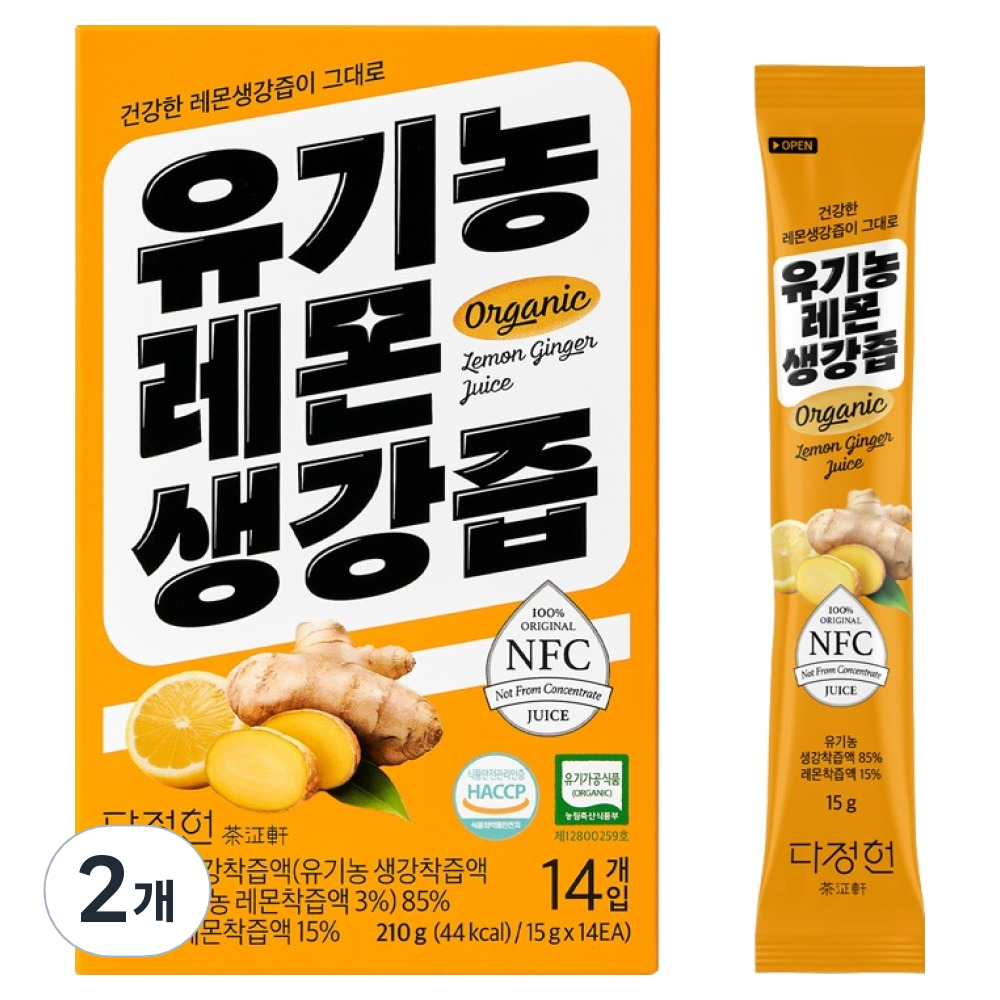 다정헌 NFC 착즙 유기농 레몬 생강즙 스틱, 15g, 28개 25,500원
