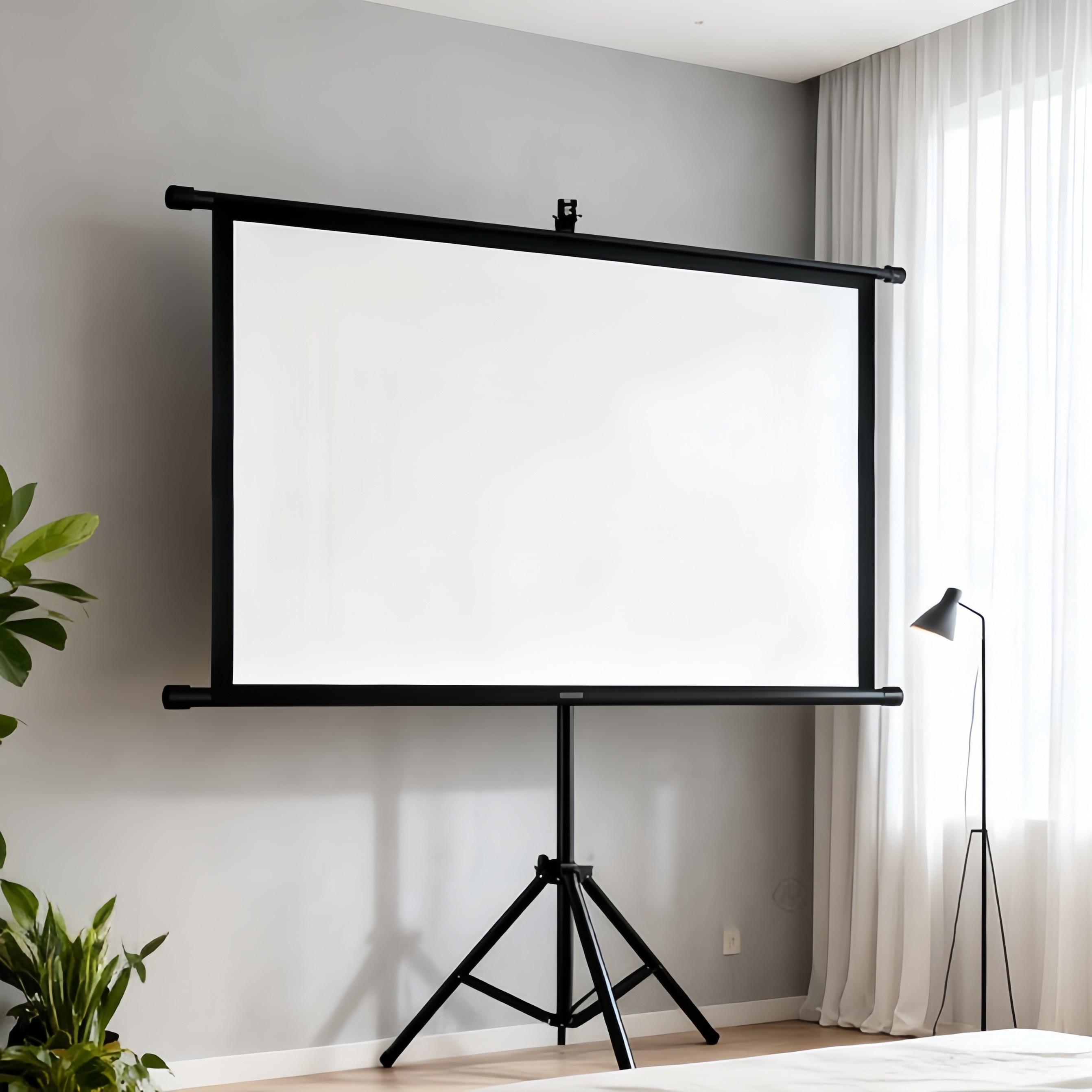 고화질 프로젝터 빔스크린 가정용 스탠드 삼각대 일체형 와이드 캠핑 빔스크린 16:9, 100인치(220*125CM) 62,400원