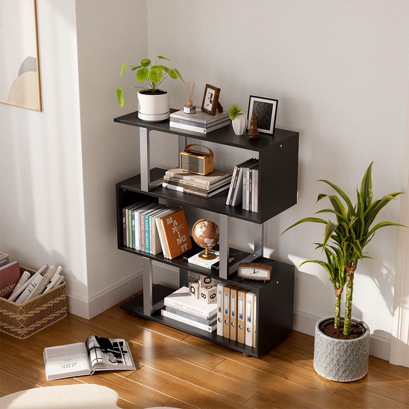 월로덴 책장 책꽂이 전면 낮은책장 파티션 책장, 블랙/실버, 3단 80,000원