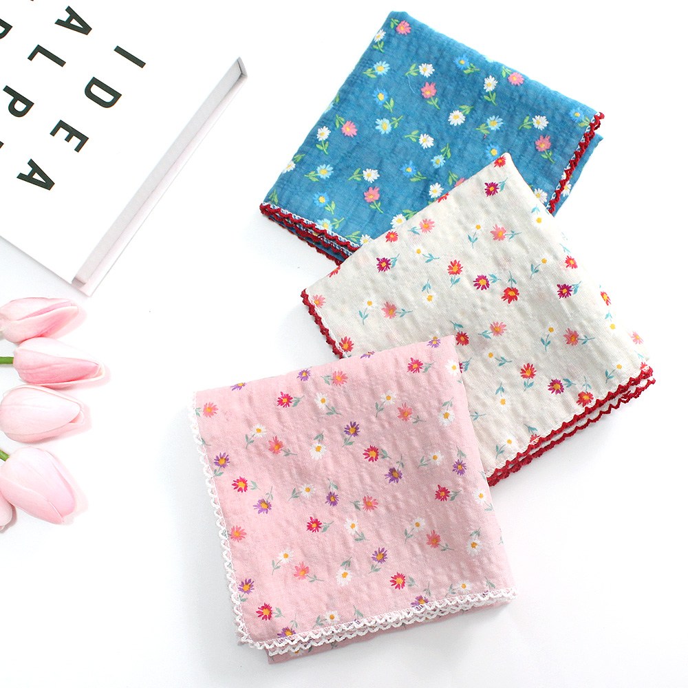 여성손수건 엠보 고급 CR면 쁘띠 목손수건 플라워 3장 1세트 14,300원