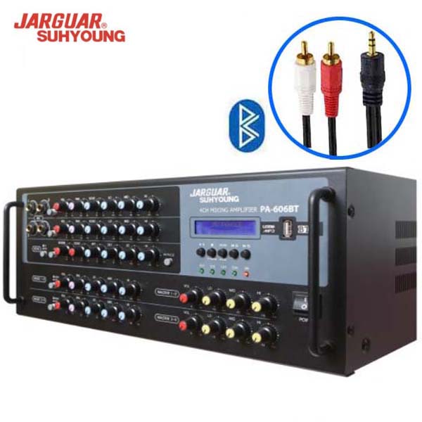 쟈가 PA-606BT 노래방 매장 앰프 4채널 800W 블루투스5.0 USB FBX-리버브 마이크입력4개 최고급형 엠프, 현재가 440,000원