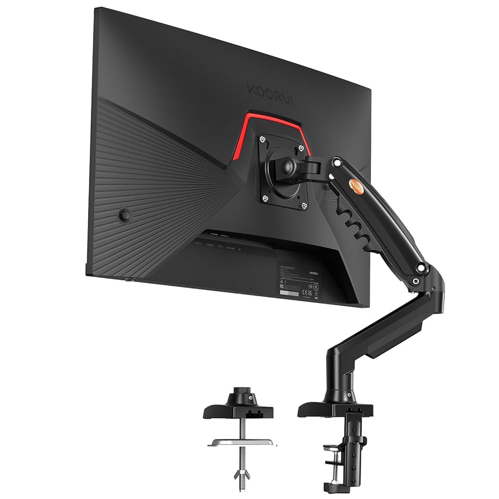 쿠루이 싱글 모니터 마운트, 회전, 회전, 암, 기울기, 있는 스프링 조절 17-32인치, 화면, 장착 가능 책상용 4.4-19.8파운드 회전, 가능한 디스플레이 모니터 가스 C- 110,000원