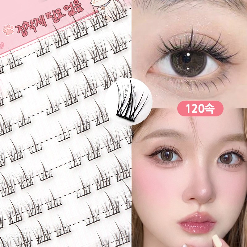 ROYAI ONE 대용량 7-9mm 노글루 속눈썹 인조 속눈썹 풀없이 붙이는 속눈썹 120속, 1개, 블랙 8,000원