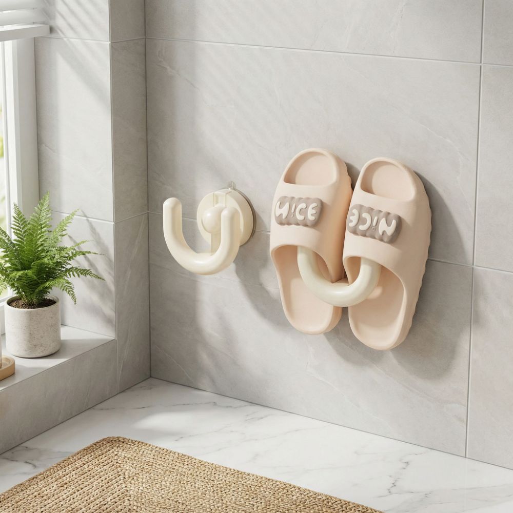 샤샤픽 흡착고정 욕실 슬리퍼 거치대, 2개, 화이트 12,700원