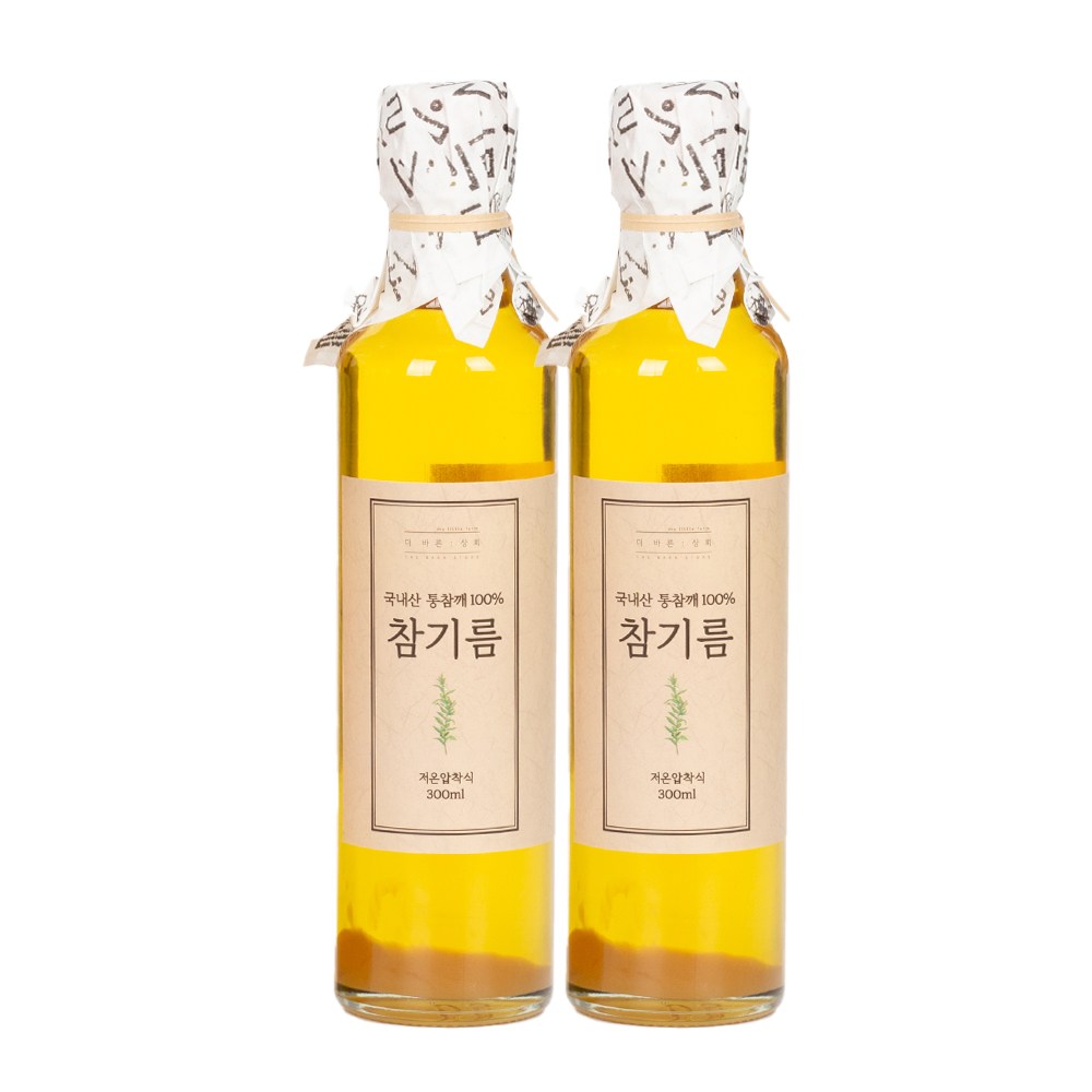 깨끗한 더바른상회 국산 저온압착 참기름, 2개, 300ml 68,540원
