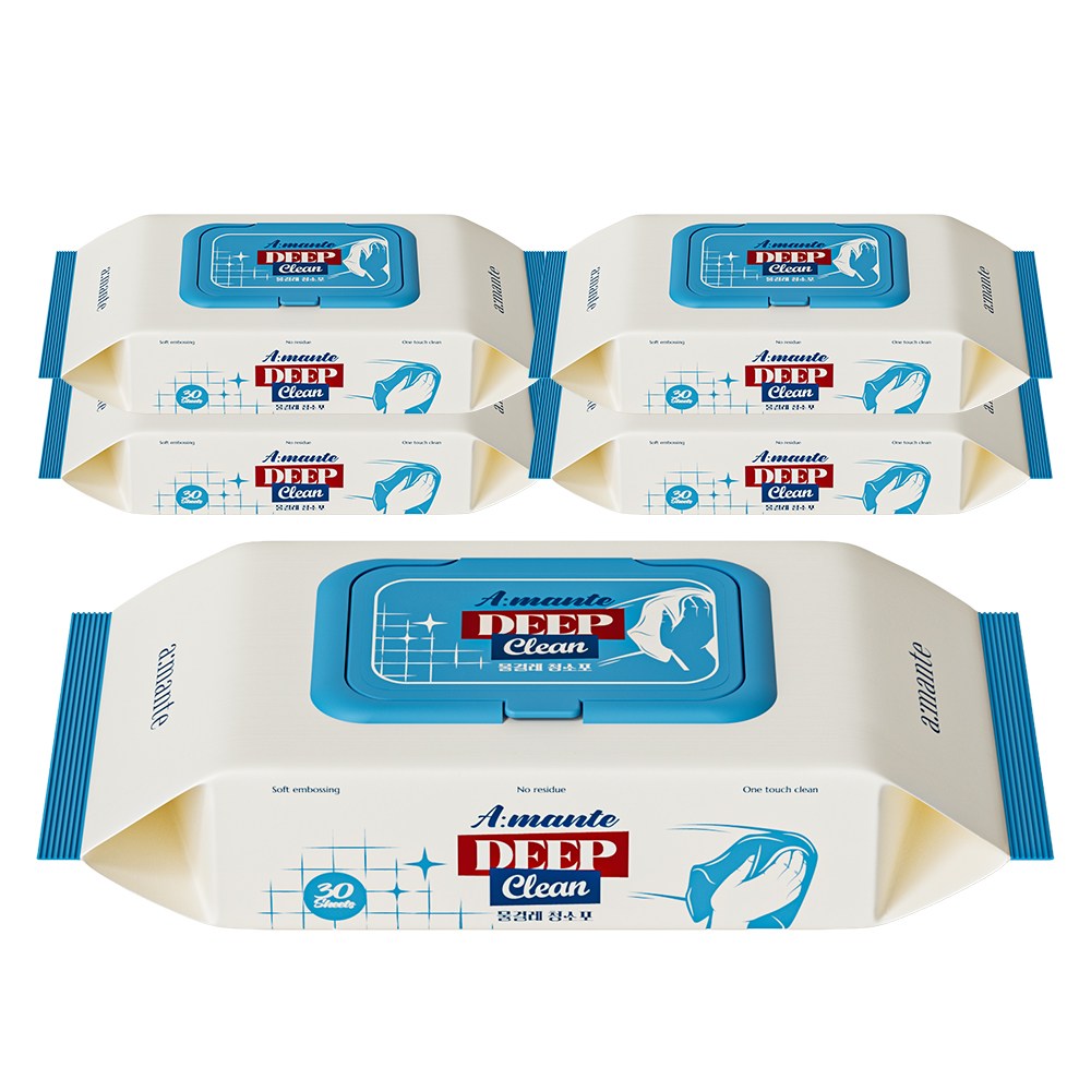 [신제품 런칭 SALE] 딥클린 도톰한 물걸레 청소포 캡 30매, 5개 13,880원