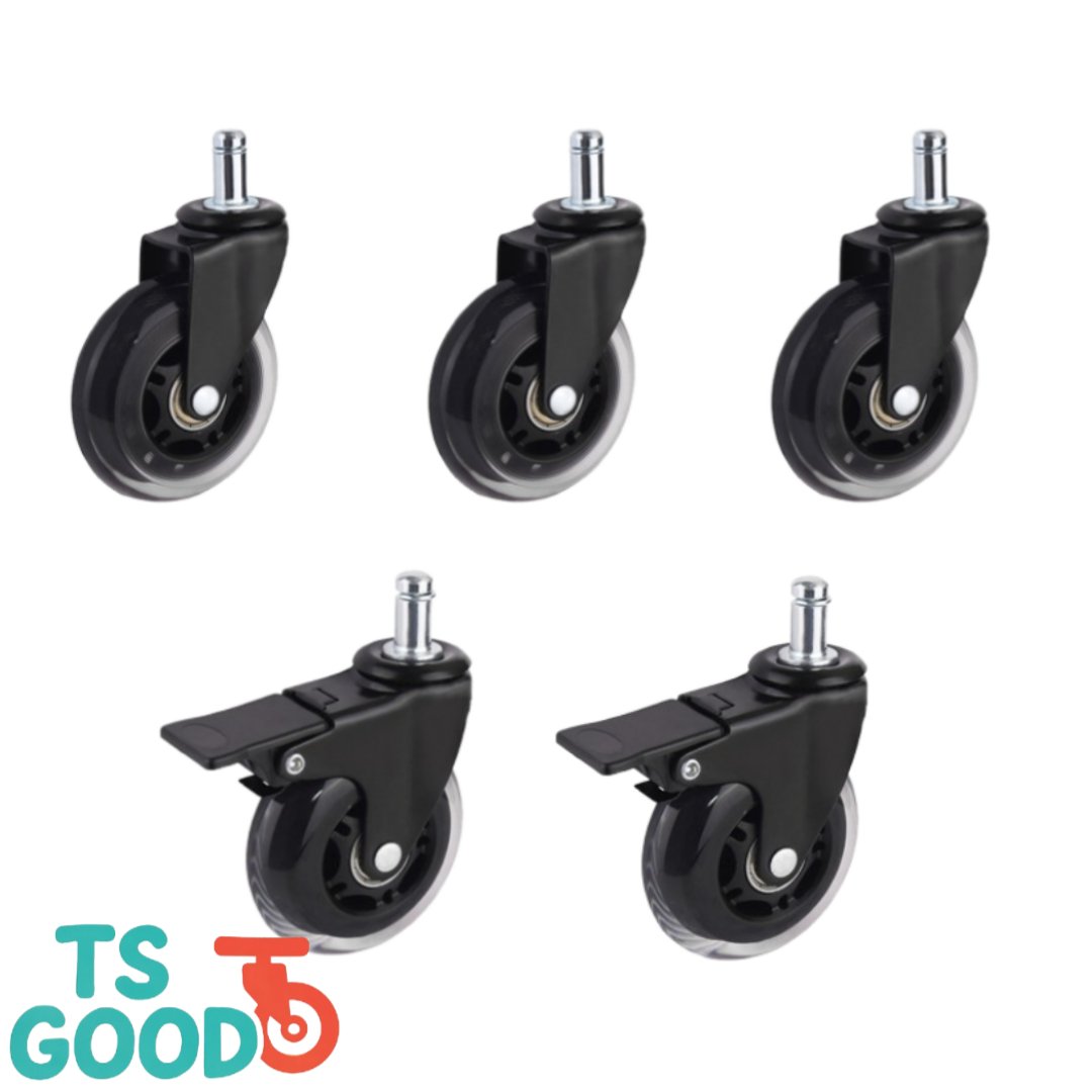 TS우리집상점 2.5인치 의자 바퀴 일반 3개 브레이크 2개 총 5개 세트 무소음 캐스터 ( 검은색 반투명 ) 13,000원