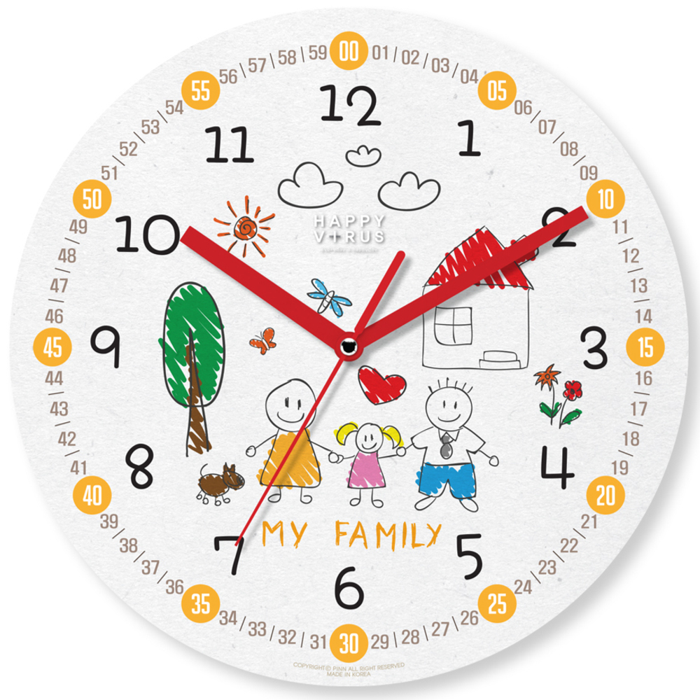 HAPPYVIRUS 어린이 교육용 벽시계, 2131우리가족 11,800원