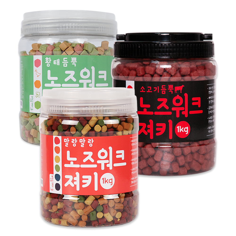 킵펫 말랑말랑+황태듬뿍+소고기듬뿍 노즈워크 져키 훈련용 칭찬용 대용량 강아지 간식 1kg 3개 세트, 1kg 35,000원