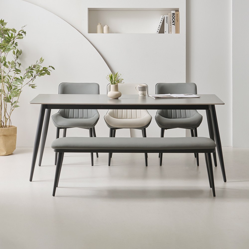 라로퍼니처 캐슬 1800 포세린 통 세라믹 6인 식탁 세트, 현재가 312,000원