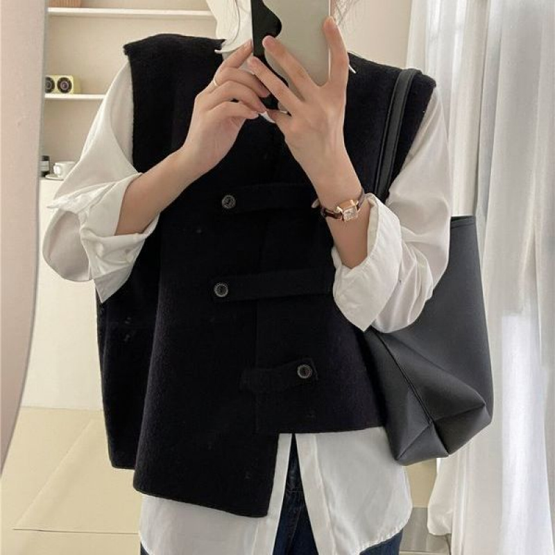 COSYEVNO 여성 니트 나시 가을 빅 사이즈 루즈핏 패션 캐주얼 언밸런스 민소매 톱 lyjzzbx-04 19,780원