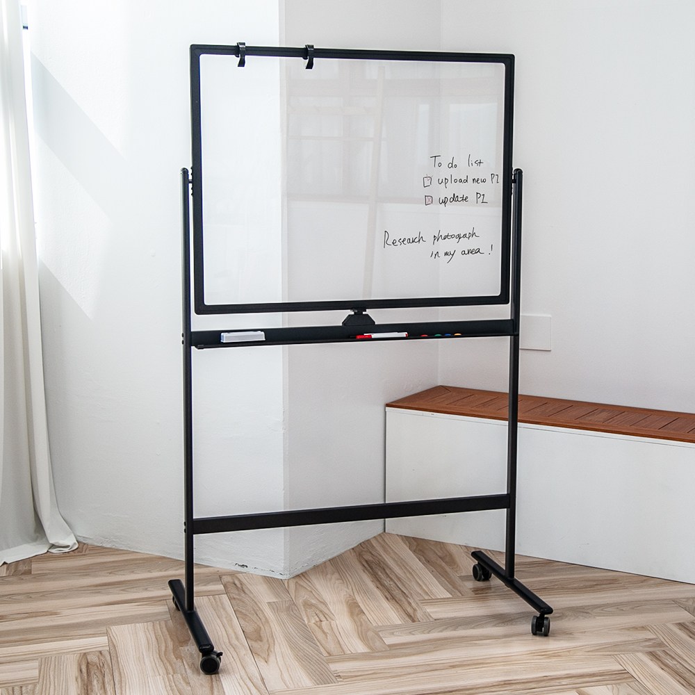 101도 강화유리 투명 유리칠판 360도 회전 화이트보드 이동식칠판 99,900원