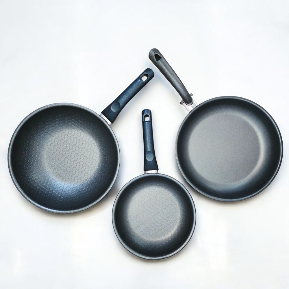 [지멜] 인덕션 겸용 스텐 통5중 코팅 후라이팬 3종세트 (22cm+28cm+궁중팬) 125,000원