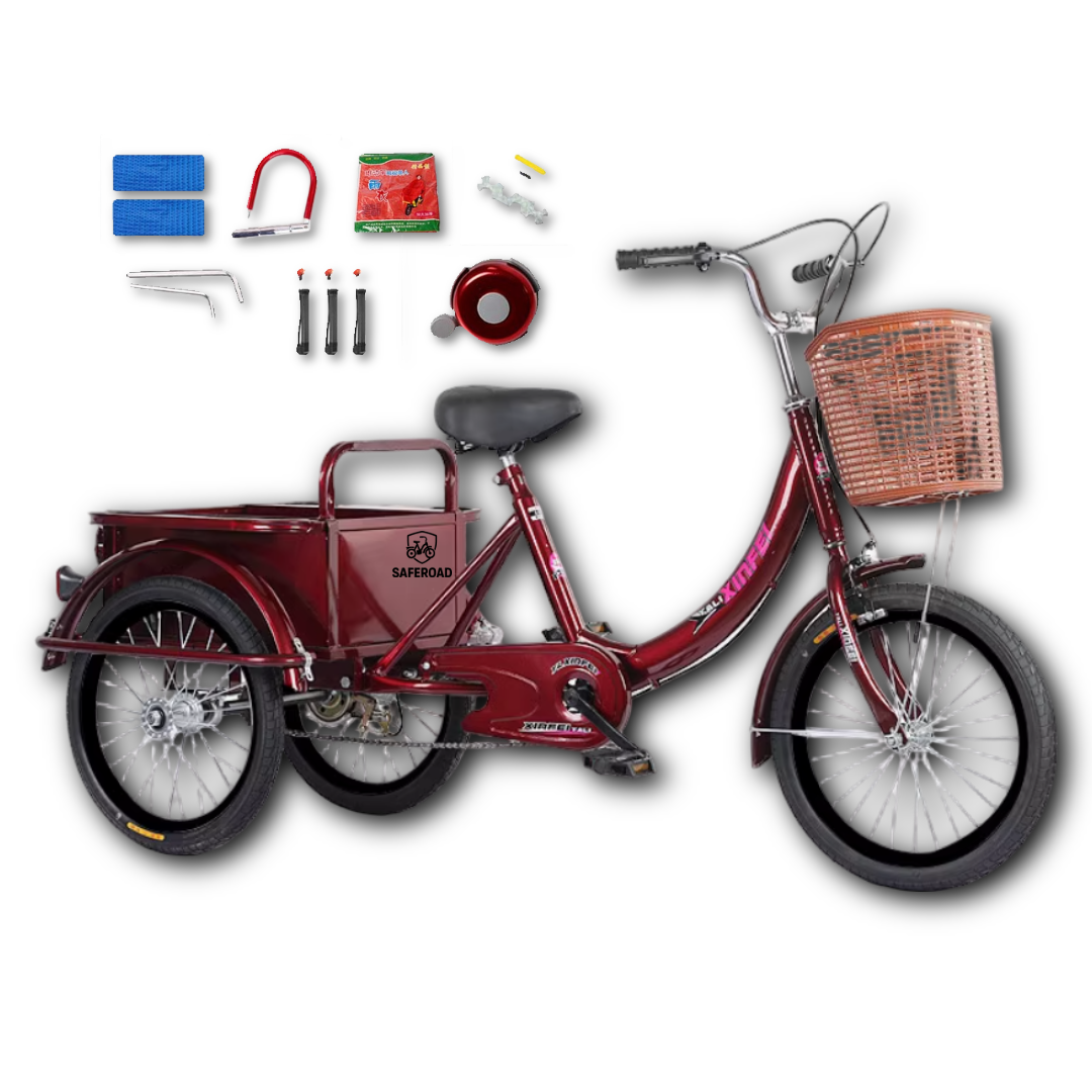 세이프로드 안전하고 튼튼한 성인 세발 자전거 어르신 여성 노인 삼륜 짐수레 3륜 수레 짐받이 233,000원