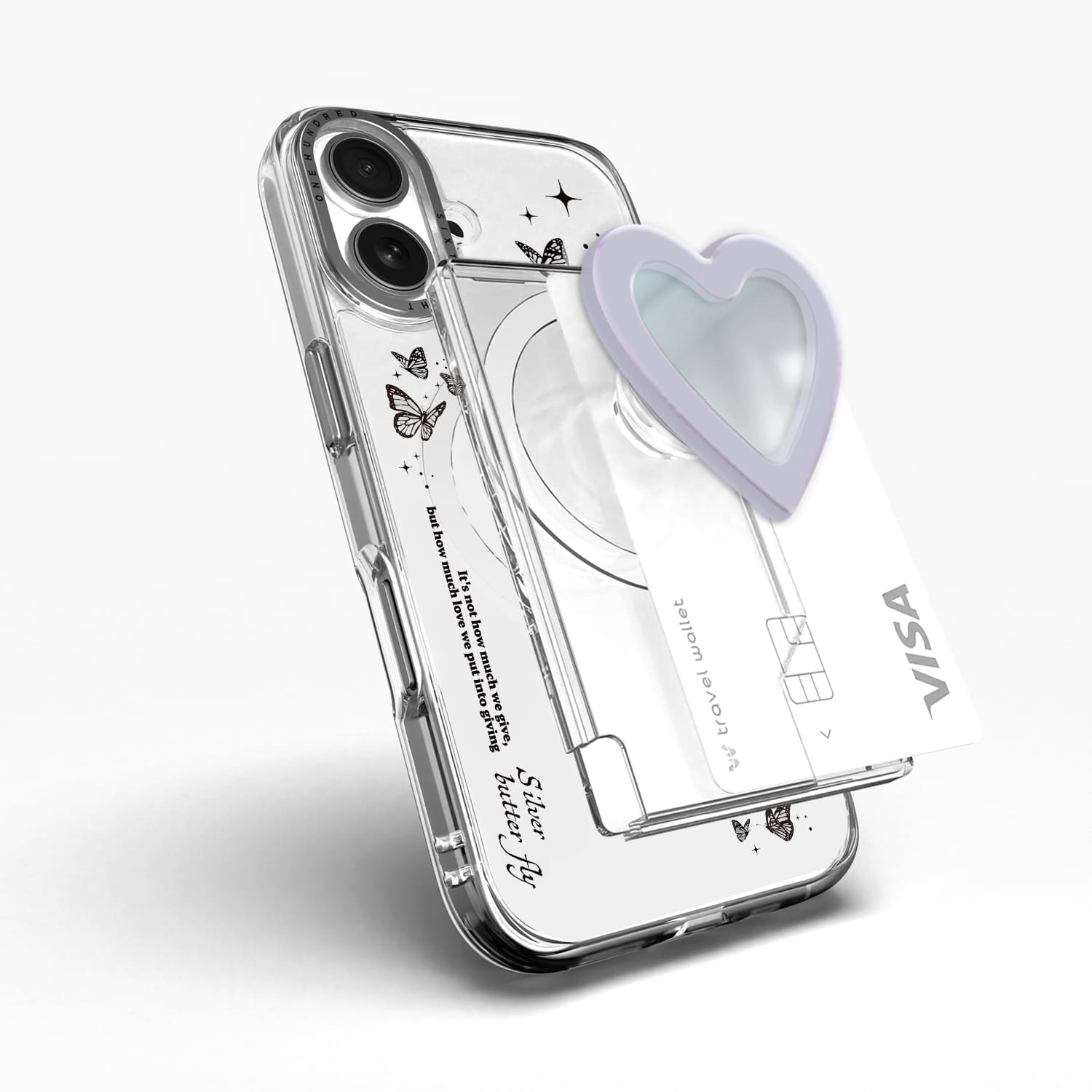 168cm 본사 맥세이프 카드지갑 그립톡 3in1 올인포켓 미러 하트, 라벤더, 1개 24,800원