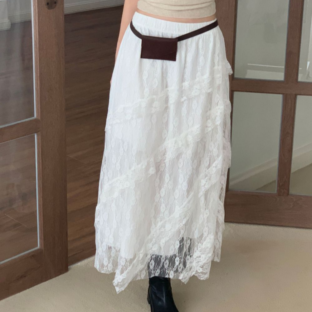 샤콘 리코 여성용 레이스 캉캉 프릴 밴딩 롱 스커트 23,960원