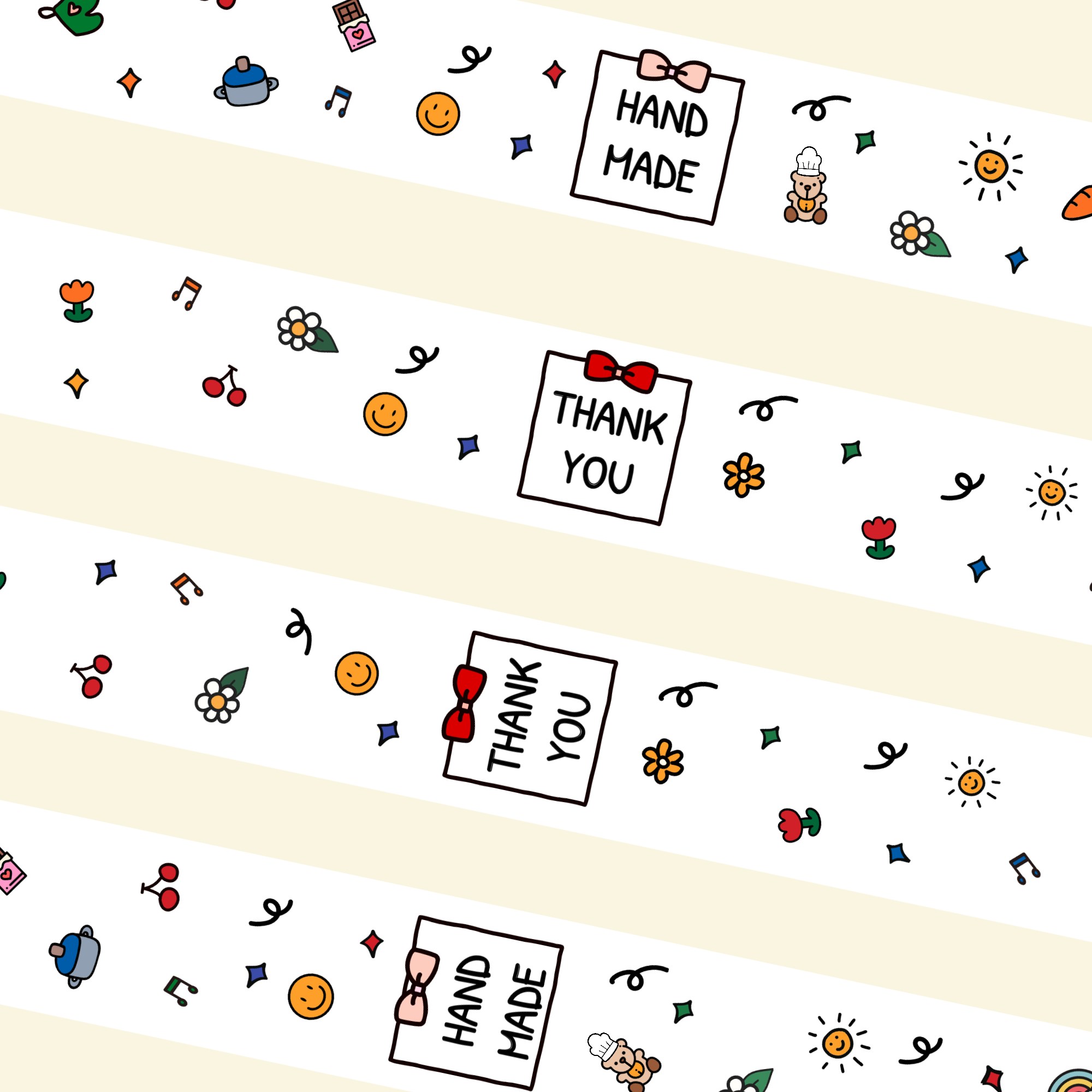 핸드메이드 땡큐 도시락 데코 포장 종이 띠지 + 봉인 스티커, 48매, 핸드메이드 세로형+ 봉인스티커 11,900원