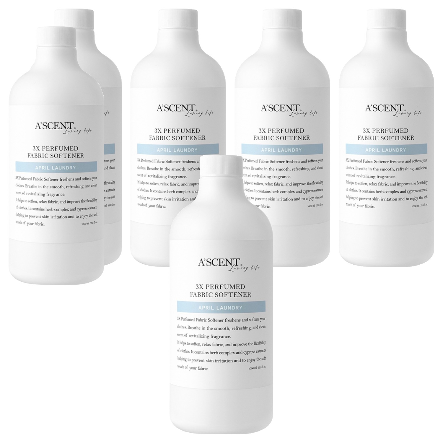 에이센트 퍼퓸드 섬유유연제 에이프릴런더리 본품, 6개, 1L 33,800원