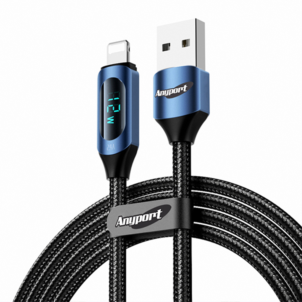 애니포트 디스플레이 아이폰 USB A-8핀 12W 고속충전케이블 AP-UTAD12W, 블루, 1개, 2m 18,000원