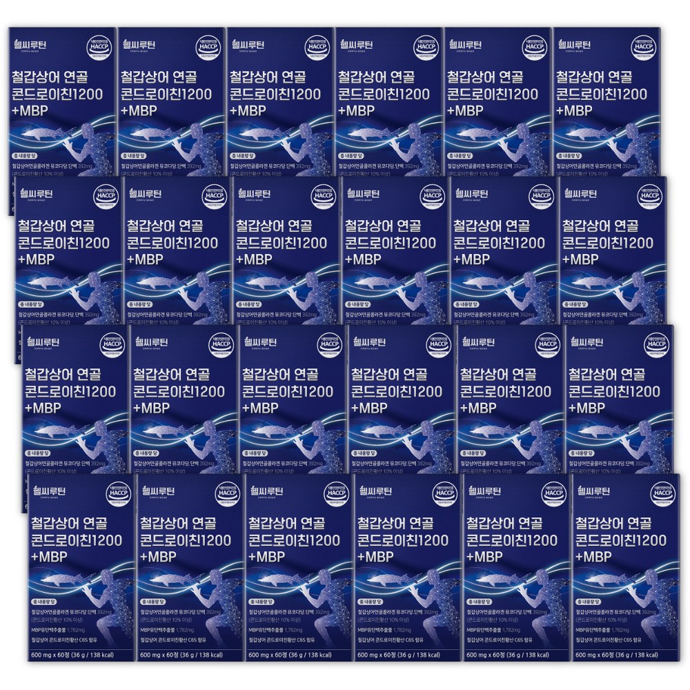 철갑상어 콘드로이친 1200 6형 식약청 인증 HACCP c6s 연골 뮤코다당 단백 엠비피 배합 헬씨루틴, 24박스, 60정 359,600원