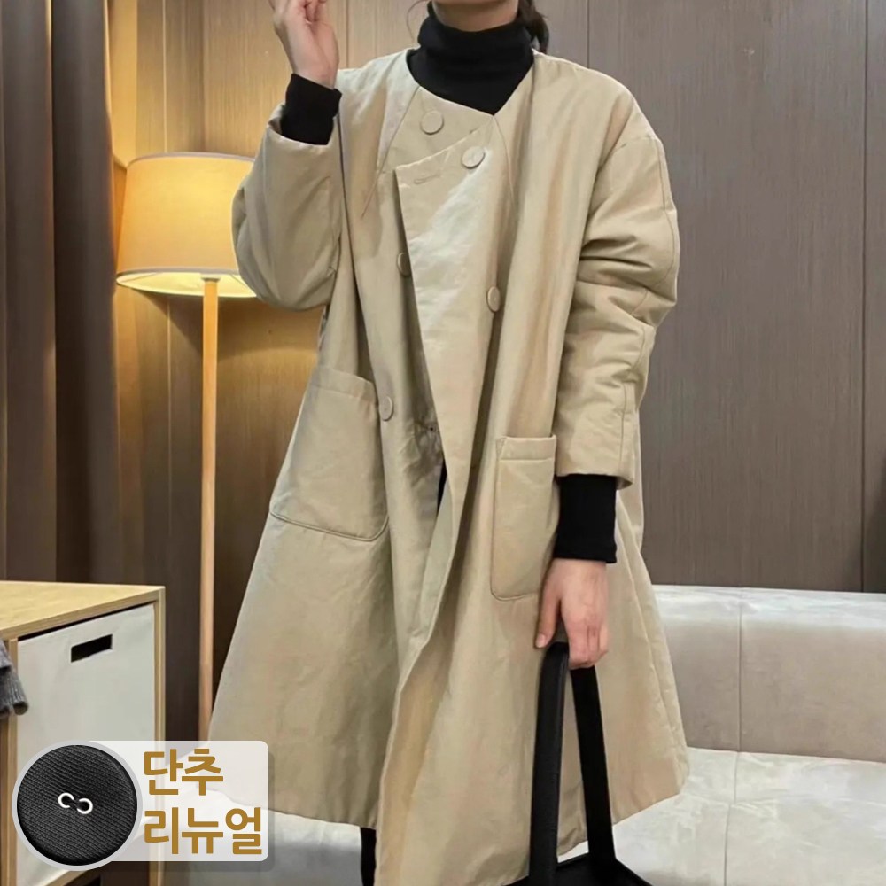 퀸앤조이 미녀77 아모린 노카라 얇은 패딩 하프 코트 38,800원