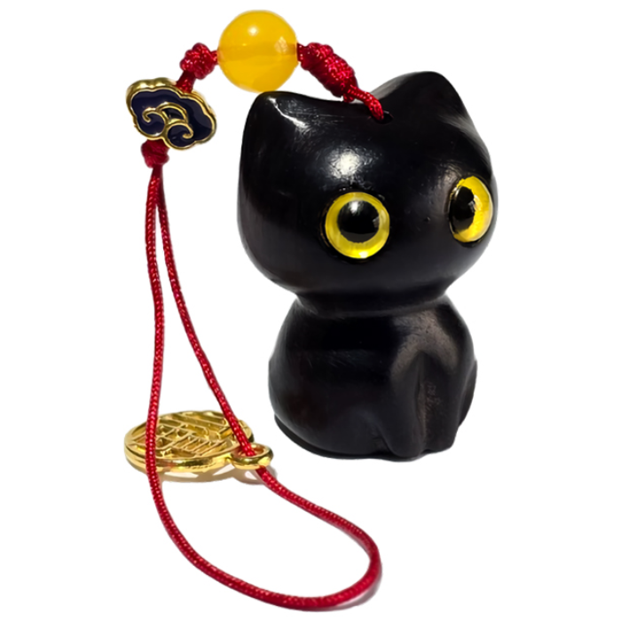 키링 고양이 단목 펜던트 열쇠고리 장식품 동물 피규어, 1개, 옐로우블랙A타입 7,900원