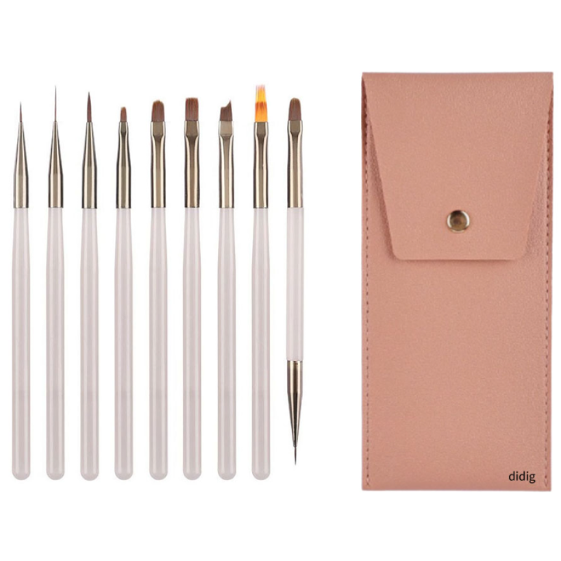 디딕 셀프 젤 네일 아트 브러쉬 9종 파우치 세트, 1세트, 반투명 화이트 9,980원