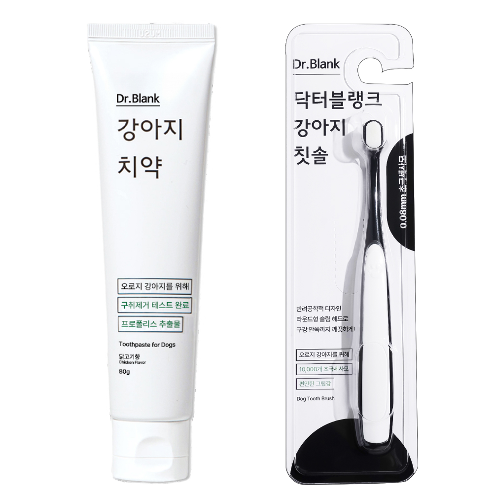 닥터블랭크 강아지 구강관리 치약 닭고기맛 80g + 초미세모 칫솔 세트, 1세트 15,400원