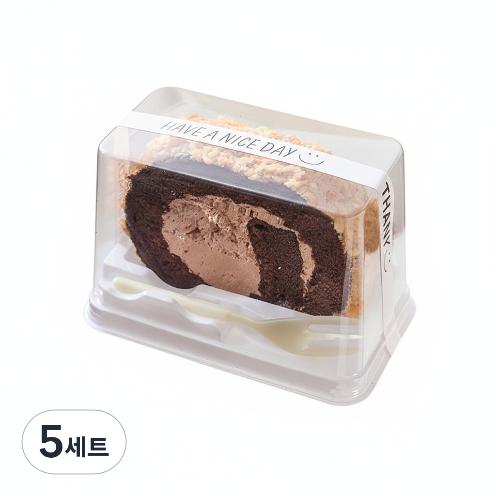키친코디 포크포함 미니 직사각형 조각 롤케이크 보틀케이크용기 일회용 투명 디저트 조각롤 포장, 5세트, 50개 59,400원