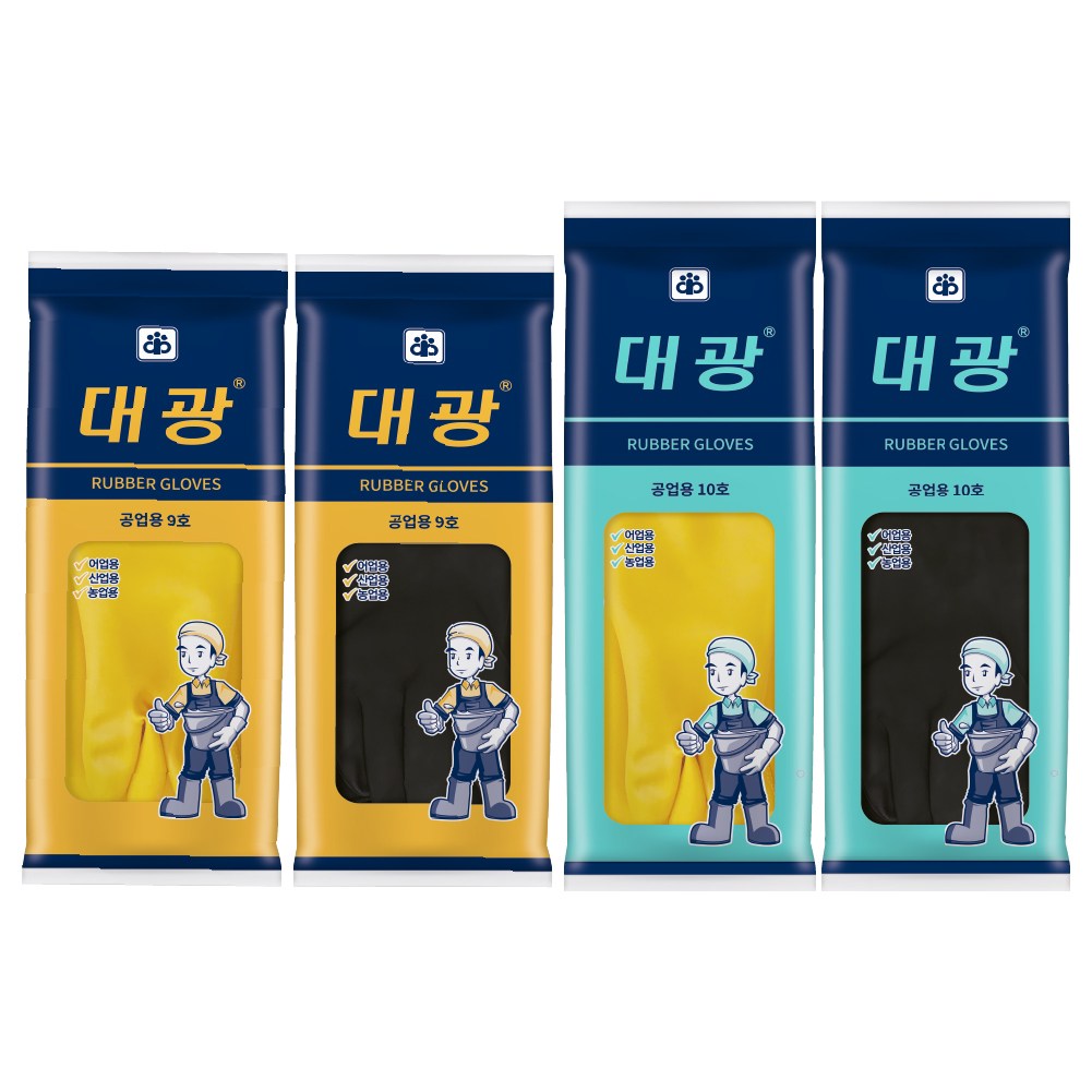 [오런장갑] 대광 공업용 어업용 두꺼운 고무장갑, 3개, 검정 12,940원