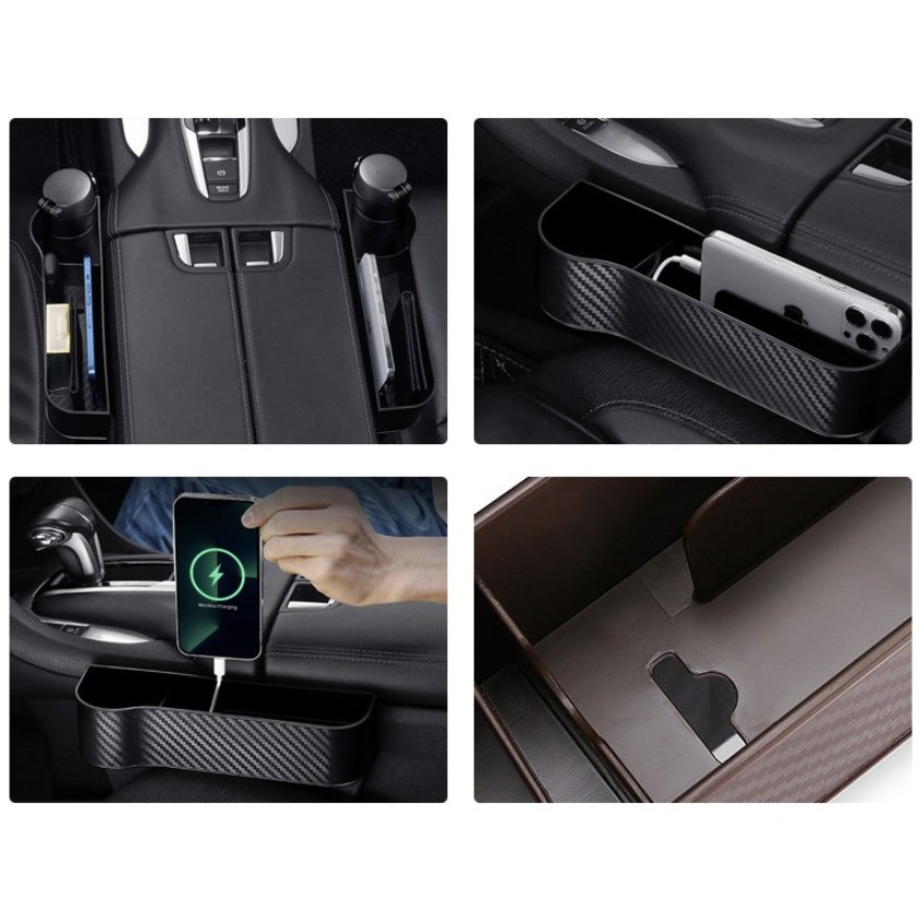 (운전석1+조수석1) 차량용 거치대 사이드포켓 컵홀더 콘솔 틈새 수납 정리 포켓 1셋트 차량용품(1+1), (세트), 블랙 15,300원