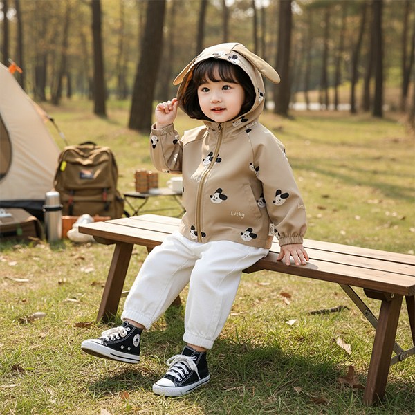 몽실이 럭키퍼피 바람막이 점퍼 가을 간절기 아우터 패턴 귀달이 여아 남아 아동 자켓 외출복 25,900원