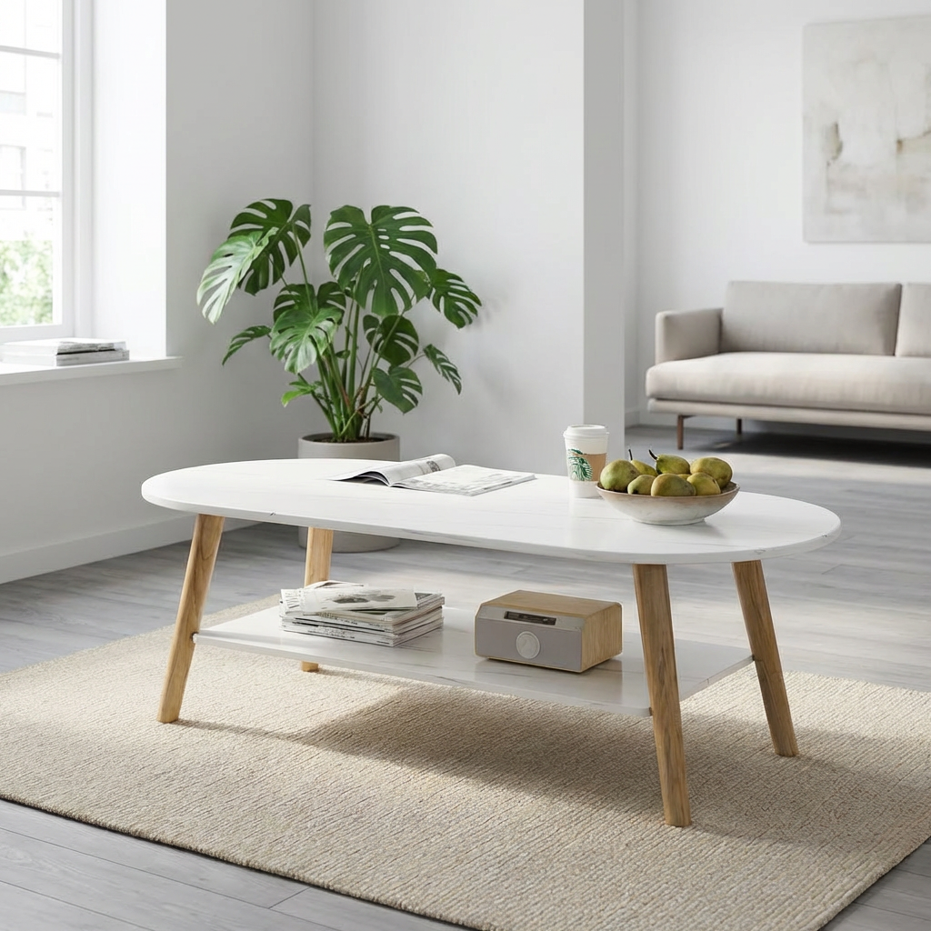 핑크주 거실 리빙 선반 라운드 테이블, 마블화이트 39,890원