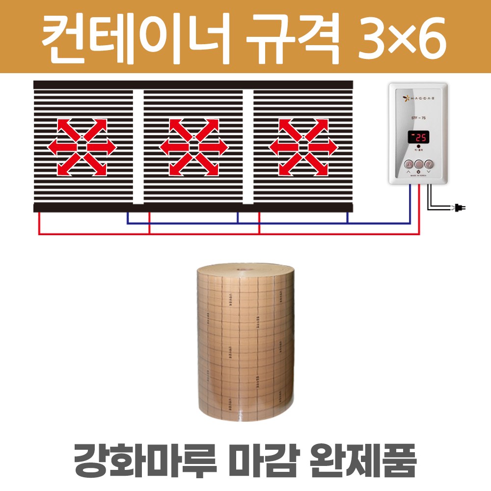 컨테이너 난방필름 전기필름난방 완제품 강화마루 마감시 컨테이너3x4 컨테이너3x5 컨테이너3x6 컨테이너3x7 컨테이너3x9 온도조절기 단열재 포함 한솔DCS, 강화마루마감시 컨테이너3x6 235,750원