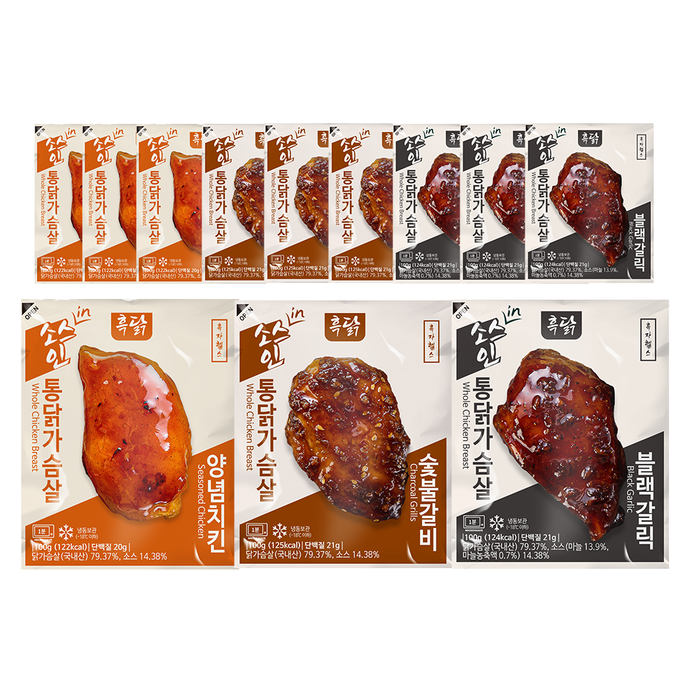 흑닭 혼합 소스인 닭가슴살100g 3종, 12개, 100g 29,310원