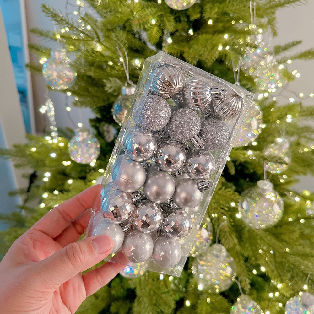 [해피인어스] 크리스마스 알사탕 장식볼 36p 컬러볼 오너먼트 트리장식, 05 실버, 1개 9,900원