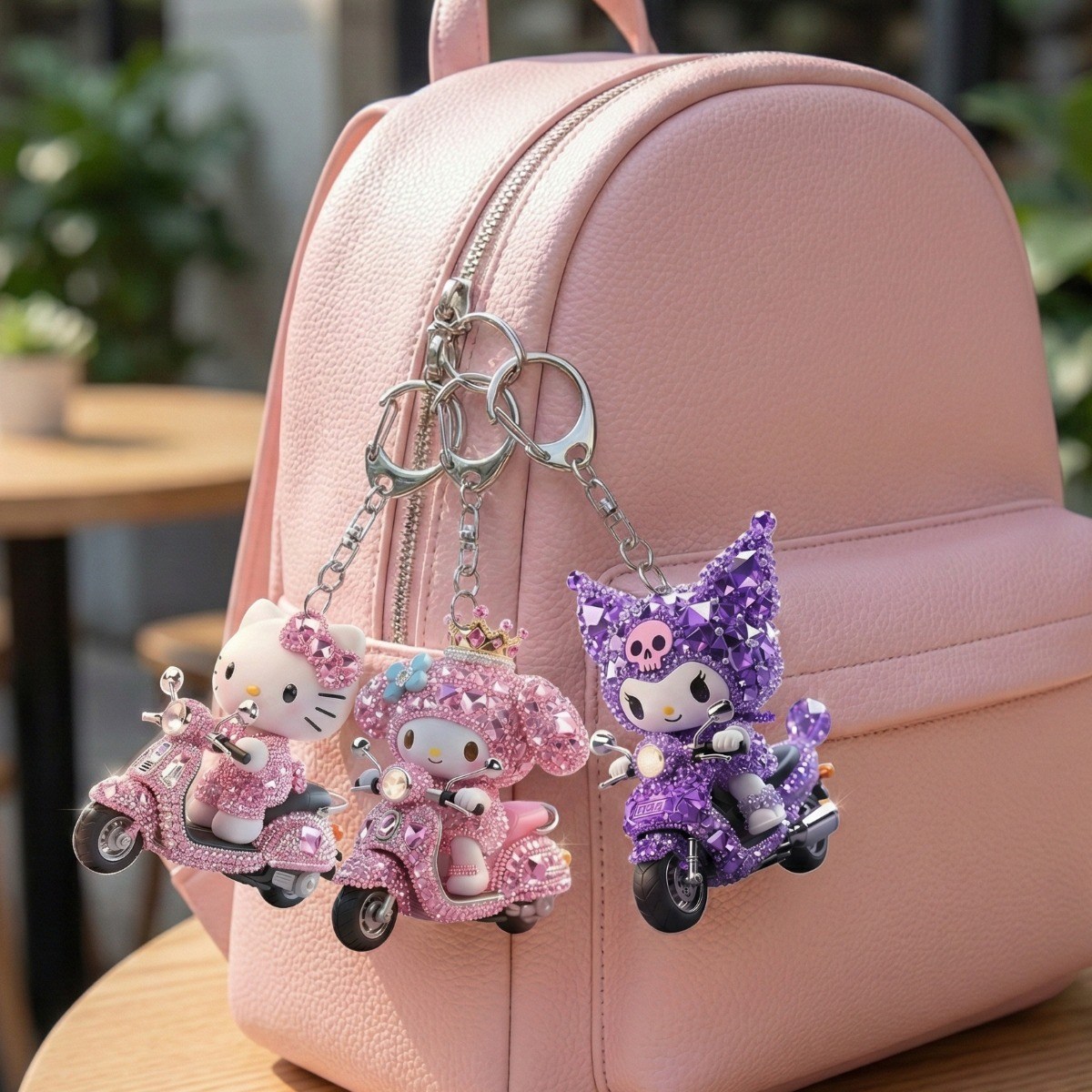 키티 쿠로미 마이멜로디 산리오 주얼리 스타일 2D 아크릴 양면 키링 스쿠터 시리즈 3P 세트 가방 장식 소품 11,900원