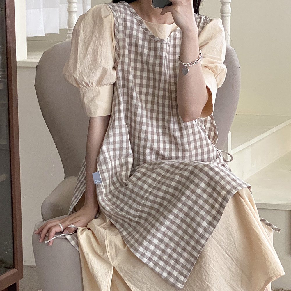 한스데이 국내 제조 체크 미니트임 앞치마 27,400원